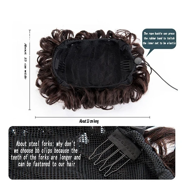 Synthetic Hair Brown and Blonde Curly Hair Bundles Dark Brown Messy Hair Hair Tail High Bun Cover Ponytail Extension Fake Hair
