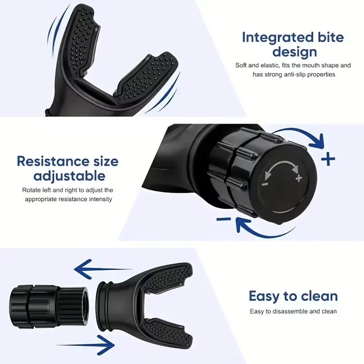 Tragbarer Atemtrainer mit einstellbarem Widerstand, ergonomischer Mundstück für Erwachsene, Sportler, Fitness, Reisen, Heimtraining - Lun – Detail 4