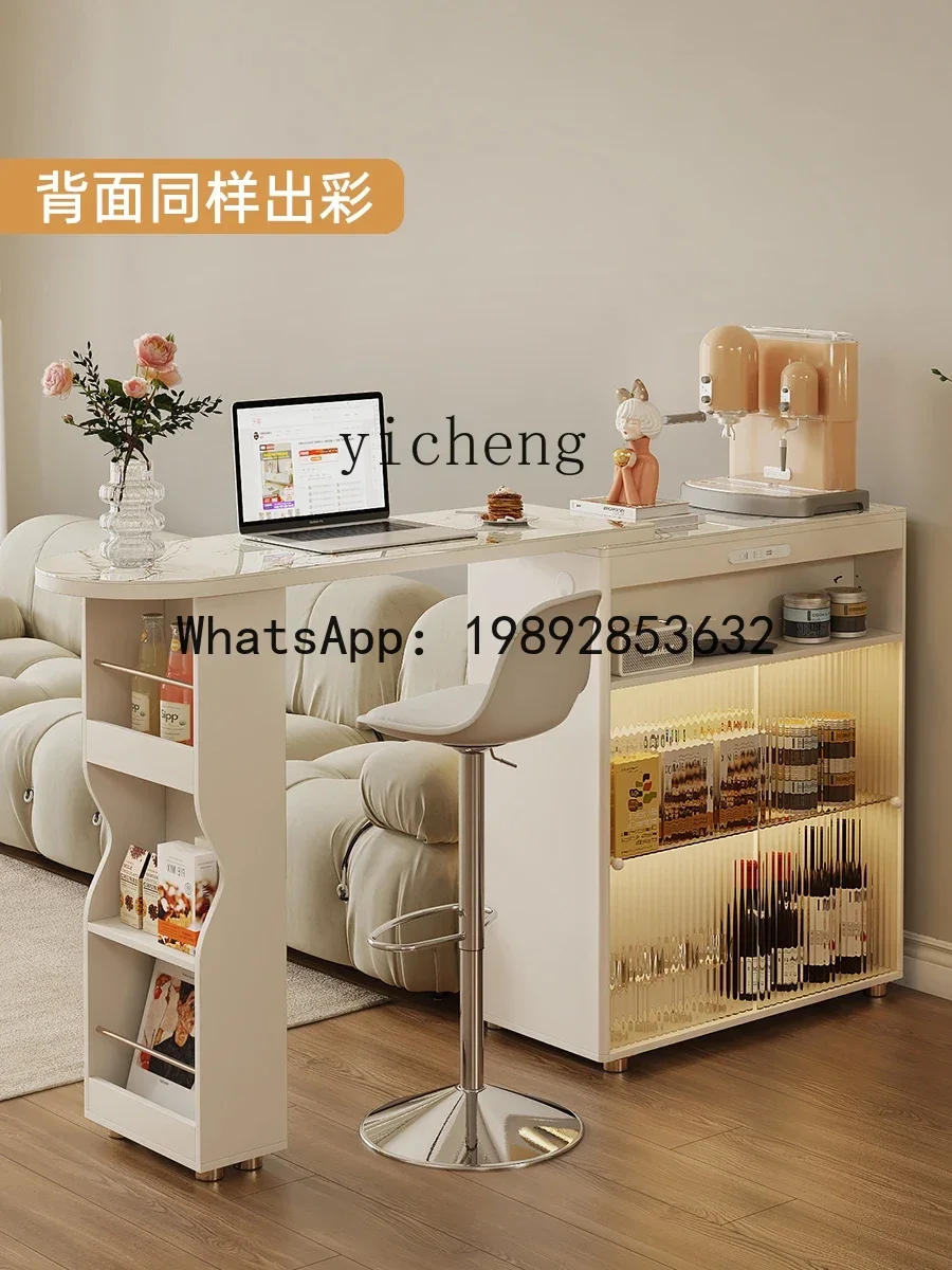 Cream Wind Retractable Bar Counter Household Small Apartment Partition Side Cabinet Dining Table Locker