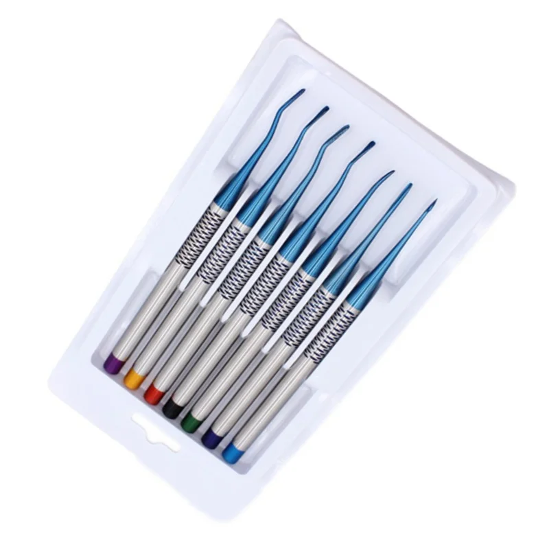 

7Pcs Dental Luxating Root Tooth Elevator Knife, Titanium Alloy Extraction Minimally Invasive Dentistry Instruments