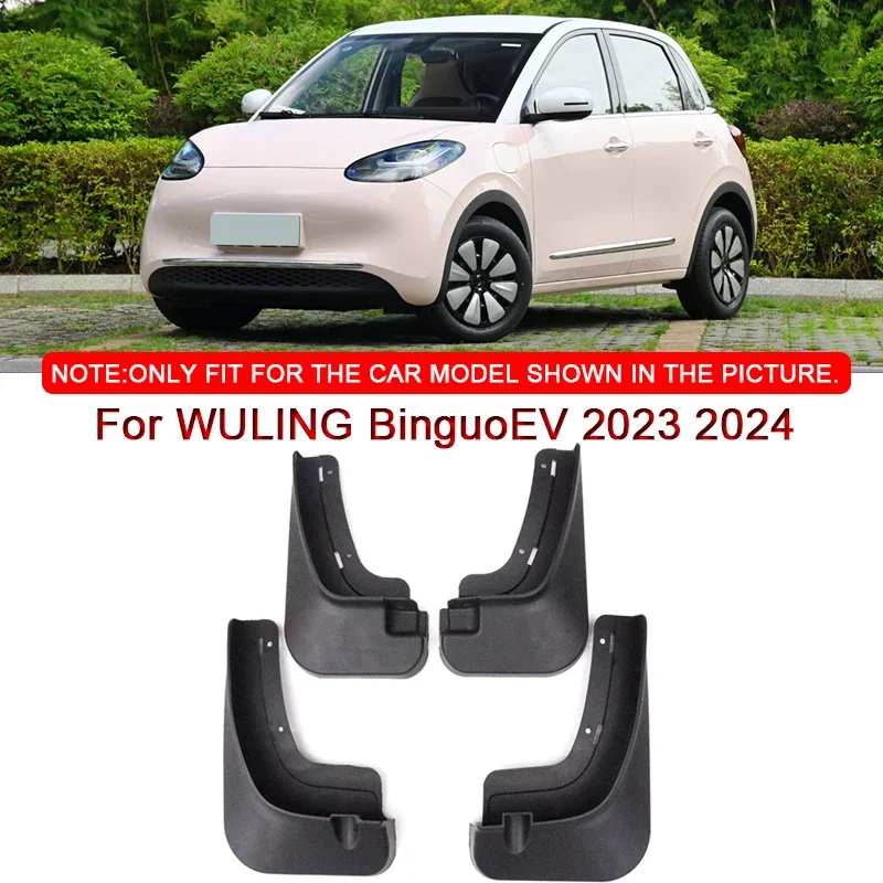 Car Styling ABS Car Mud Flaps Splash Guard Mudguards MudFlaps Front Rear Fender For WULING Binguo EV 2023 2024 Auto Accessories