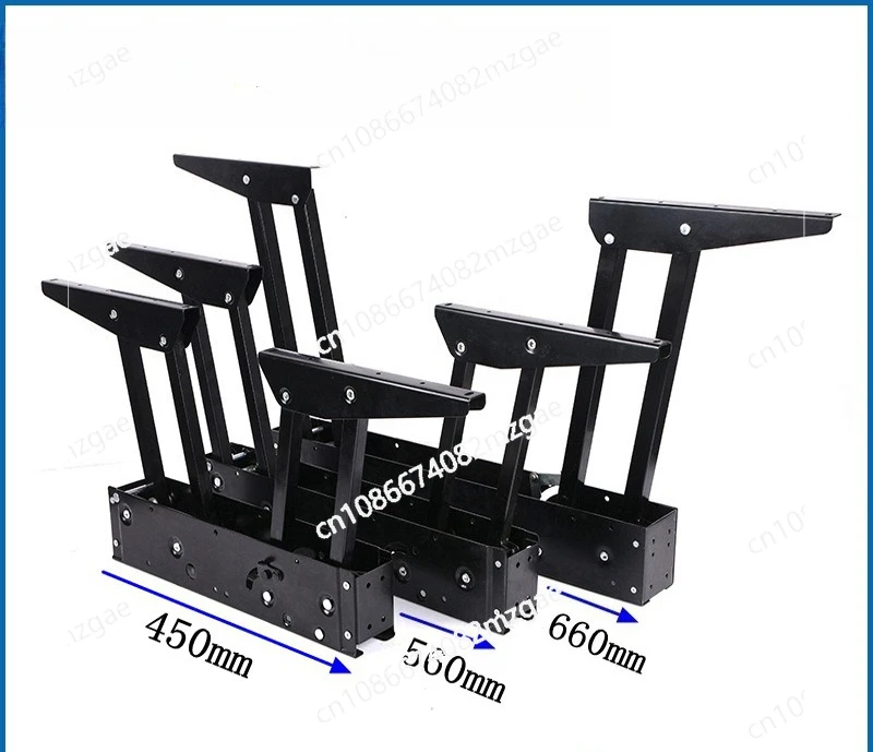 Hydraulic Dual-Linkage Coffee Table Lift Mechanism with Cushioned Buffering, Foldable Multi-Function Support Frame for Smooth