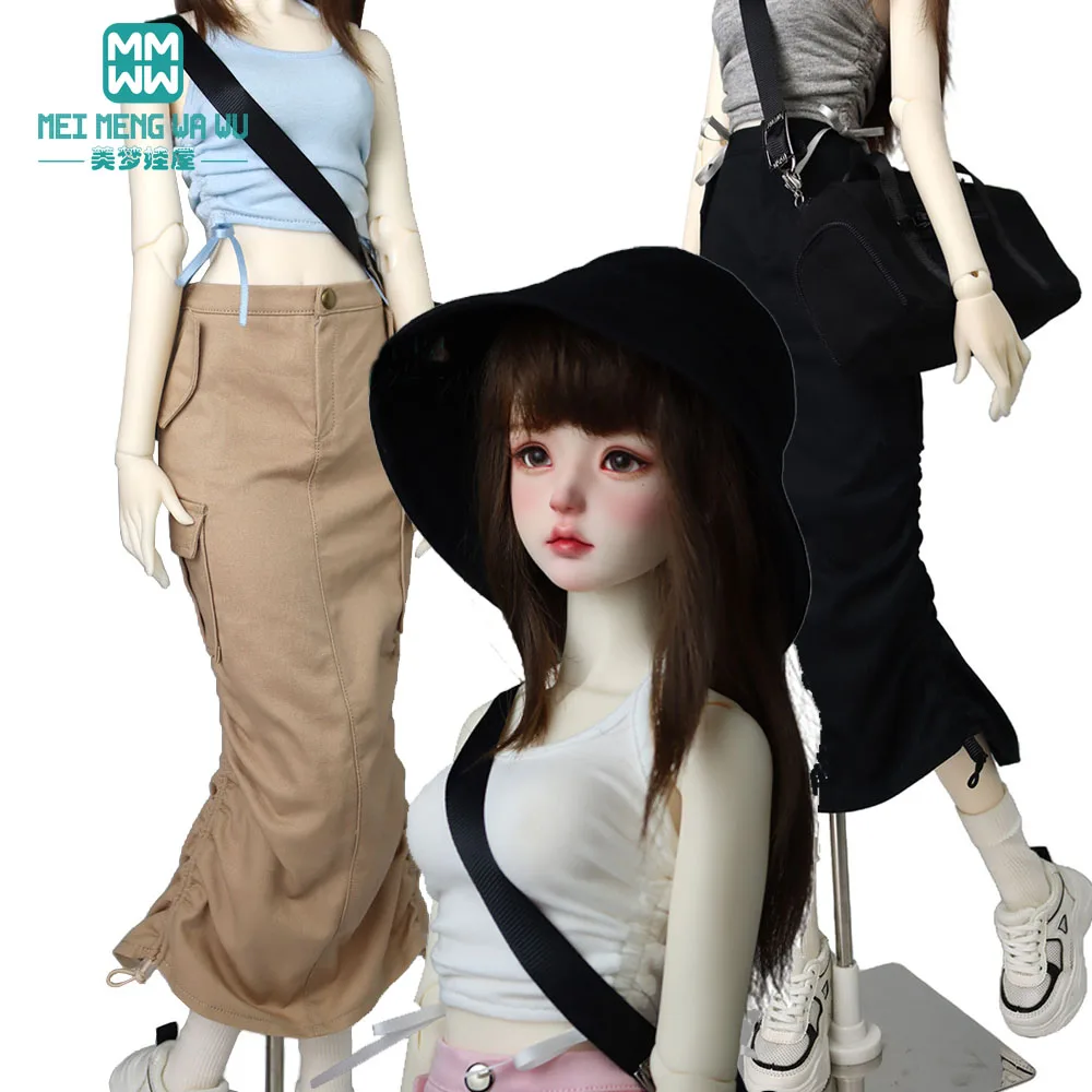 

60cm 1/3 BJD Clothes DD SD DDL Doll Fashion drawstring denim maxi skirt pink, khaki, black