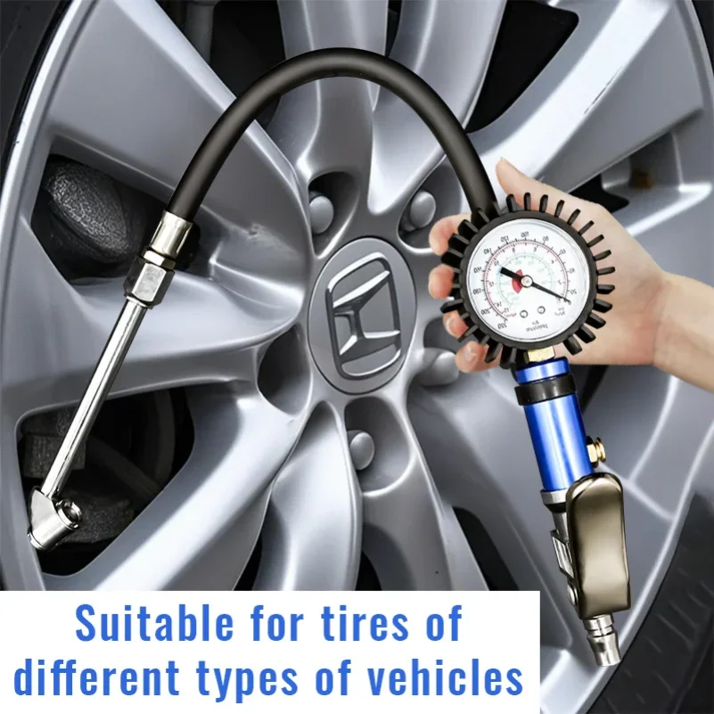 Inflator Gun Tire Inflator Gauge Pump Gun 12  Self clamping Tire Inflator with Air Pressure Gauge and Quick Air Connector