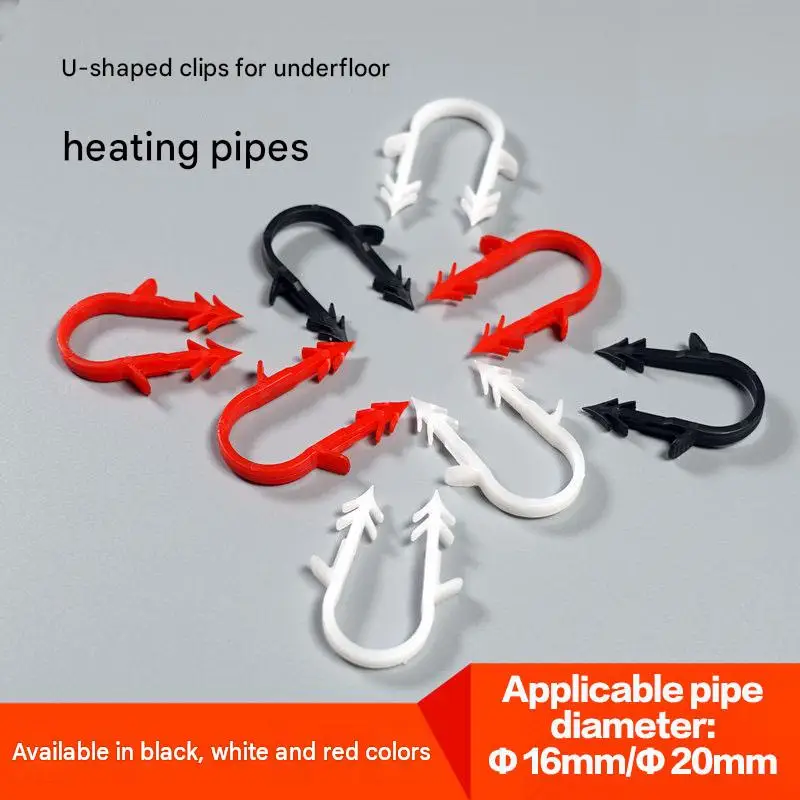 U-Type Plastic Pipe Clips for Underfloor Heating - Floor Heating Pipe Staples Clamps for 16mm 20mm Water Tube Fixing