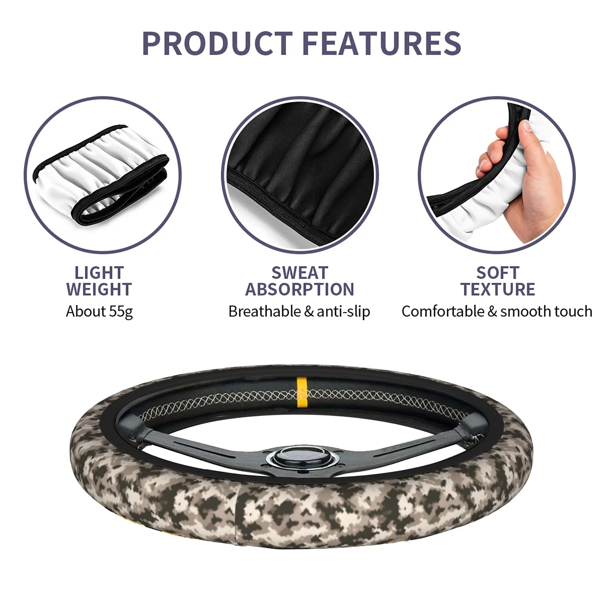 Camo Camouflage Car Steering Wheel Cover 37-38 Universal  Steering Wheel Protective Cover Colorful Interior Accessories - view 6
