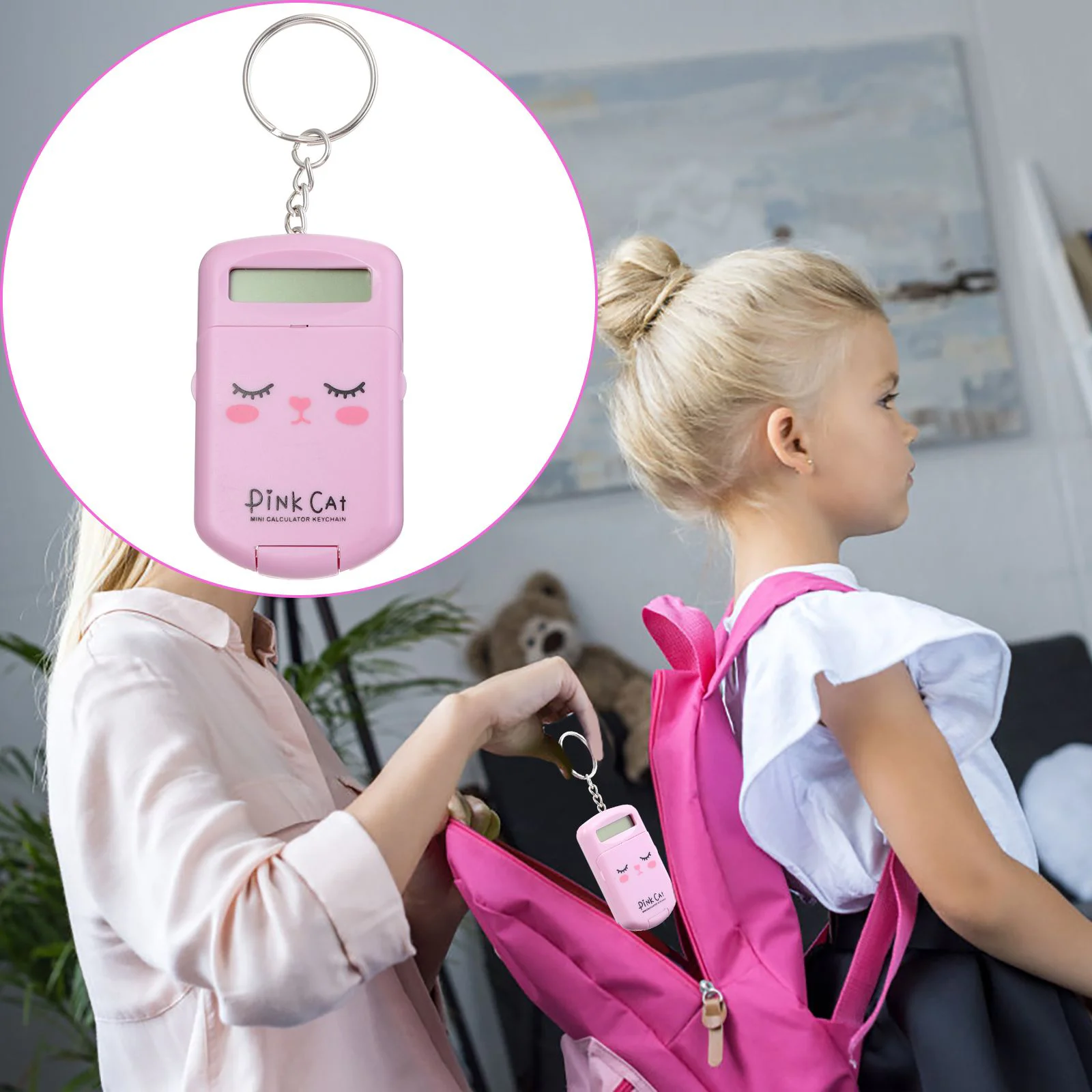 2 Pcs Cute Small Calculator Arithmetic Computer Desktop Backpack Miniature Pink Plastic Cartoon Kids