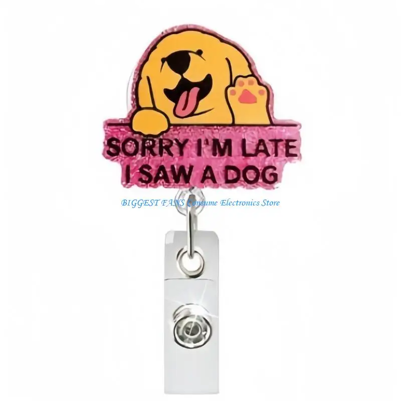 

Retractable Badge Holder with Belt Pocket Clip Spring Loaded Acrylic Badge Holder for Doctor Nurse Student Teacher