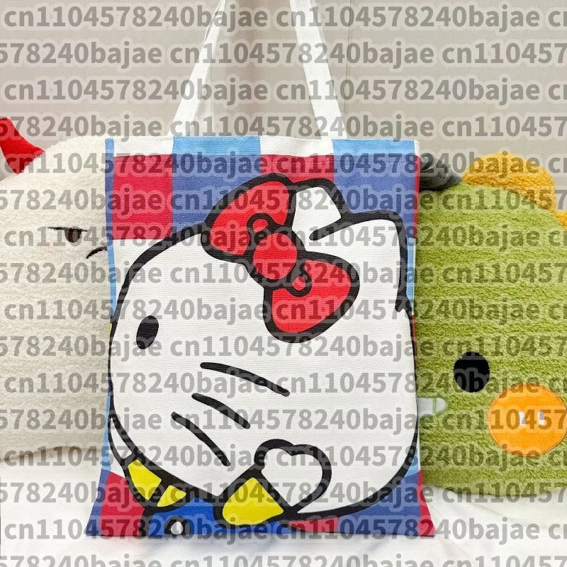 

Сумка Sanrio с героями мультфильмов Hello Kitty, большая вместительная холщовая сумка, повседневная сумка-портфель, модная сумка на плечо, праздничный подарок для девочек