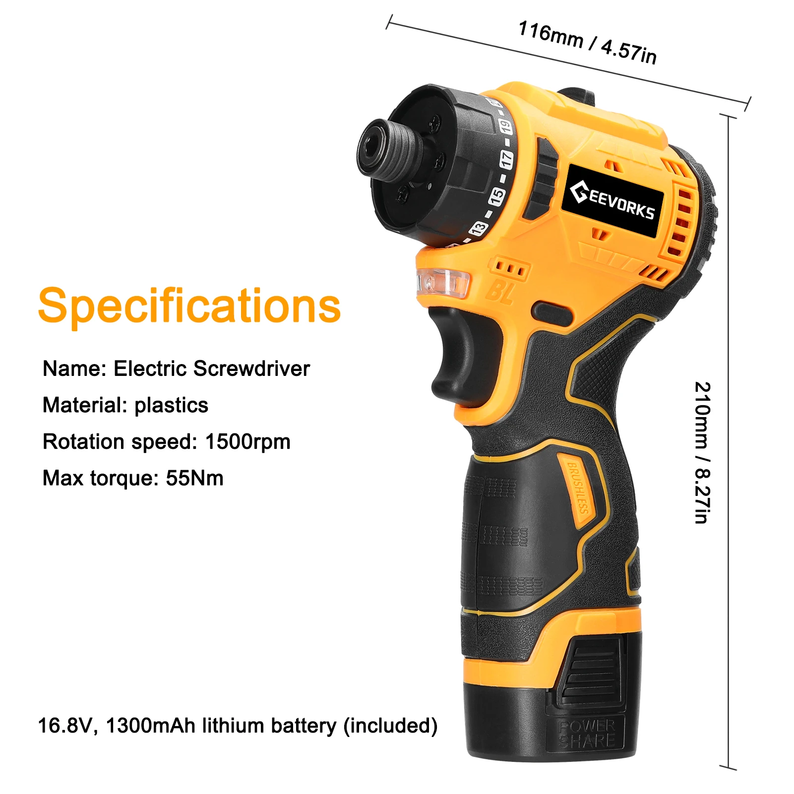 16.8V Lithium Screwdriver 55Nm Torque Multifunctional Repairing Tool Kit Electric Screw Driver for Mobilephones Computers