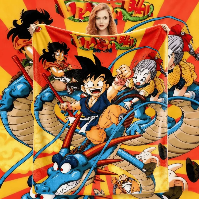 Dragon Ball Z Strickdecke aus Flanell, Anime Son Goku, weiche Überwurfdecke für Bett, Schlafzimmer, Steppdecke
