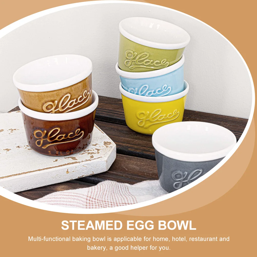 

Ceramic Heat Resistant Baking Bowl Dessert Bowl Pudding Holder Multi Functional Small Cake Mold Ceramic Cake Stand