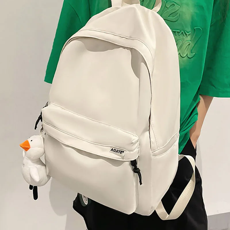 

School Backpack White Waterproof Nylon Solid Travel Large Capacity Backpacks for Teenagers Girls Women's Bag Schoolbag Mochila