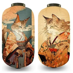 Custom NEW Japanese Lantern Ukiyo-e Style Samurai Cat Art Pattern Cloth Lantern Izakaya Pub Restaurant Decor Festival Hangings