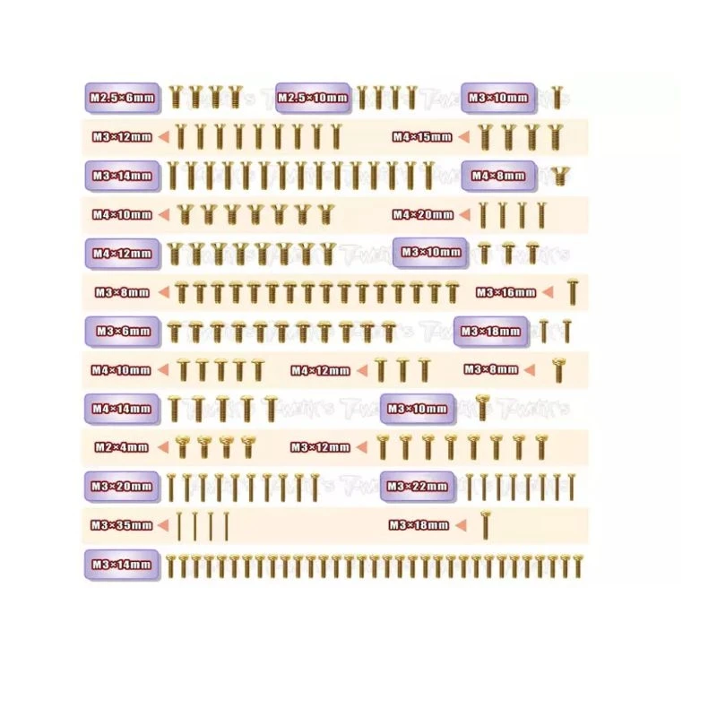 Original T works GSS-NT482.0 Gold Plated Steel Screw Set 173pcs. ( For TEKNO NT48 2.0 ) Professional Rc part
