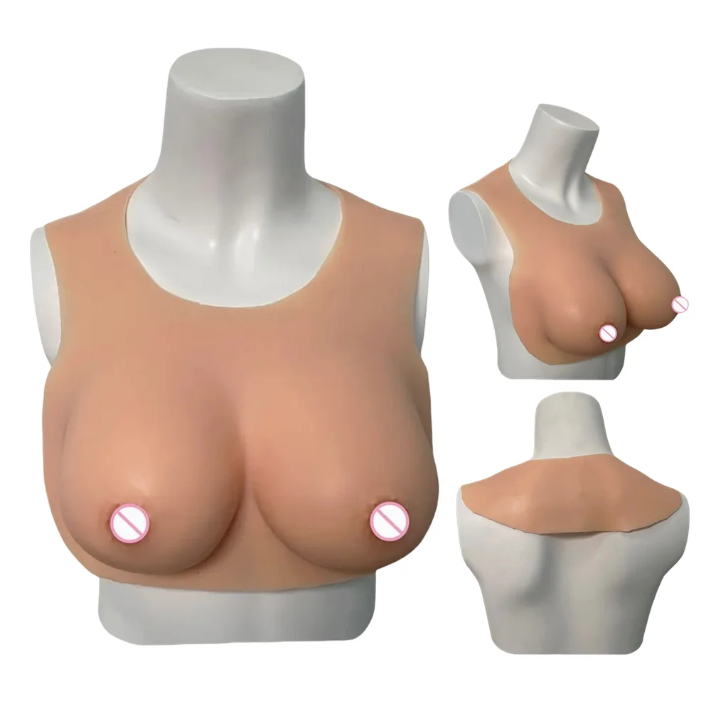 

Realistic Plump Fake Boobs Tits Silicone Breast Forms Underwear Bodysuit For Crossdress Shemale Trans Sissy Drag Queen Cosplay