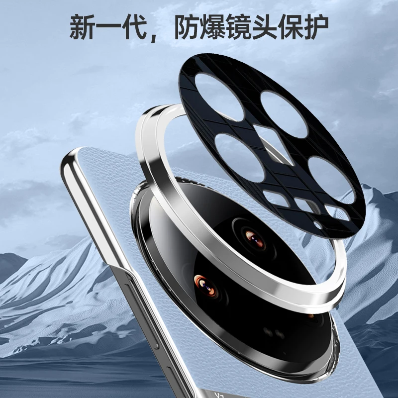 Etui na Xiaomi 14 Ultra luksusowe skórzane obiektyw zapobiegający upadkowi pełne pokrycie ochronna tylna pokrywa dla Mi 14Ultra odporny na wstrząsy zderzak — zdjęcie produktu 5