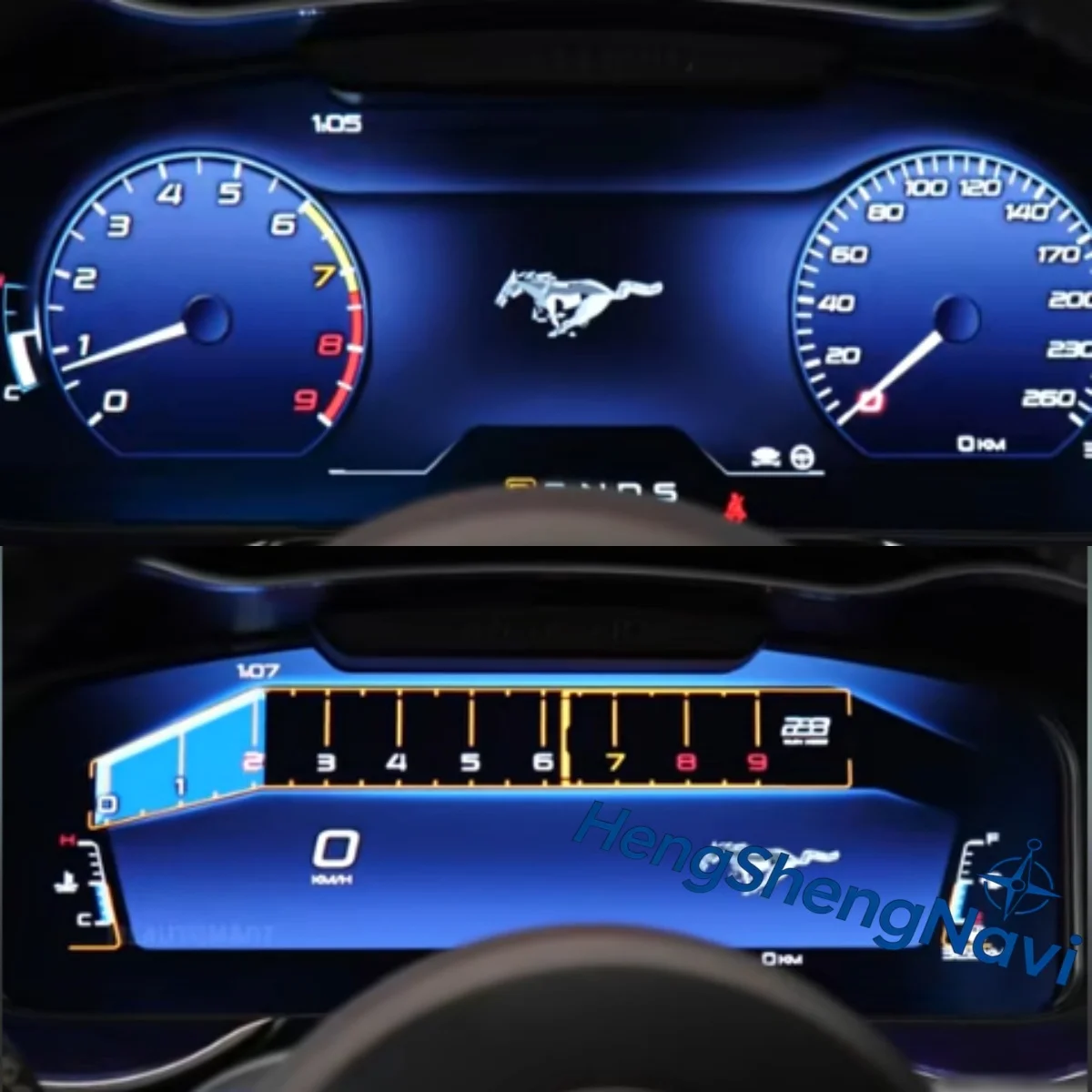 

Для Ford Mustang 2015-2021: 12,3-дюймовая цифровая приборная панель (виртуальный кокпит) с поддержкой CarPlay, отображением давления в шинах и оригинальной информацией о автомобиле