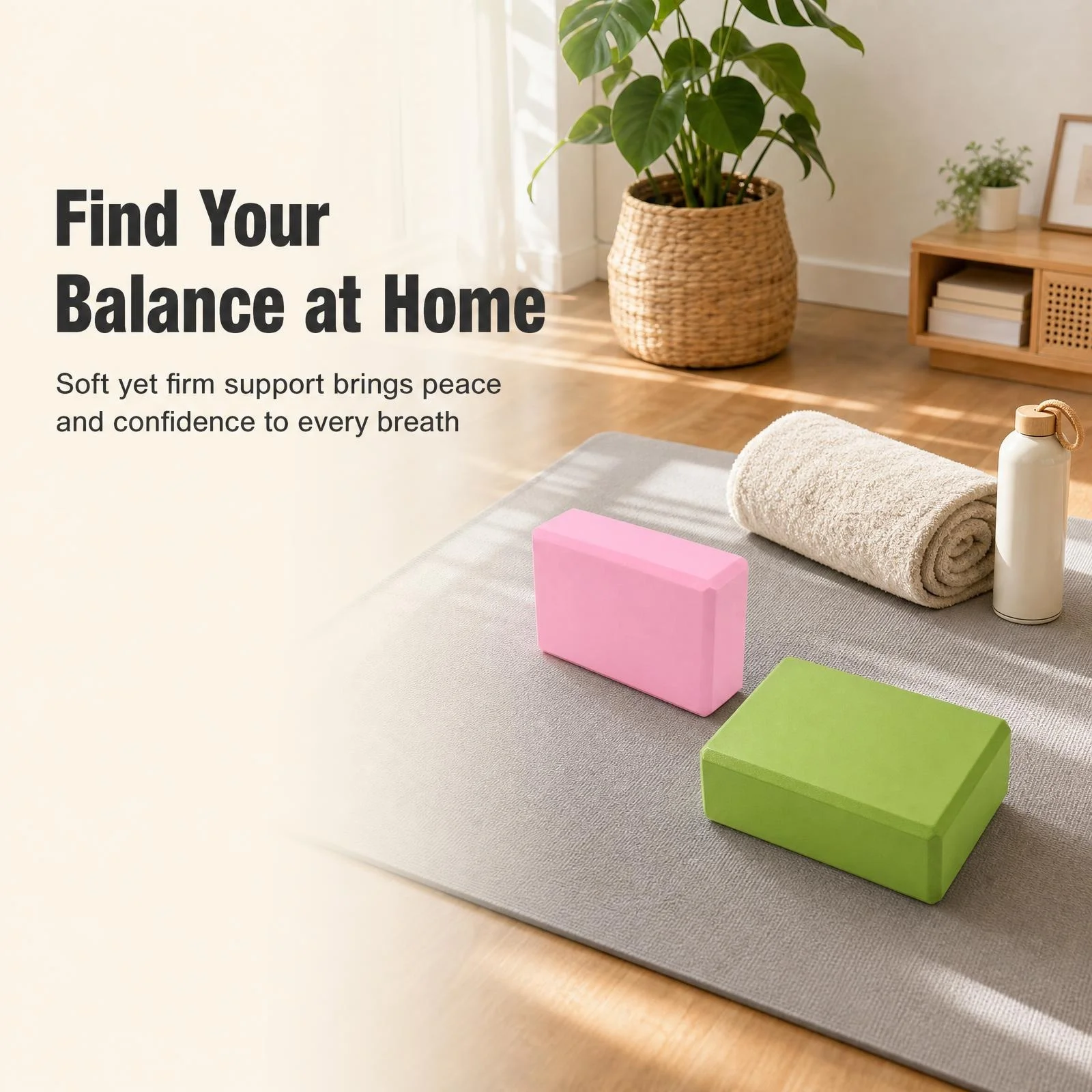 High Density Yoga Foam Blocks Non-slip Solid Color Yoga Balance Fitness Dance Supplies For Yoga Pilates And Meditation