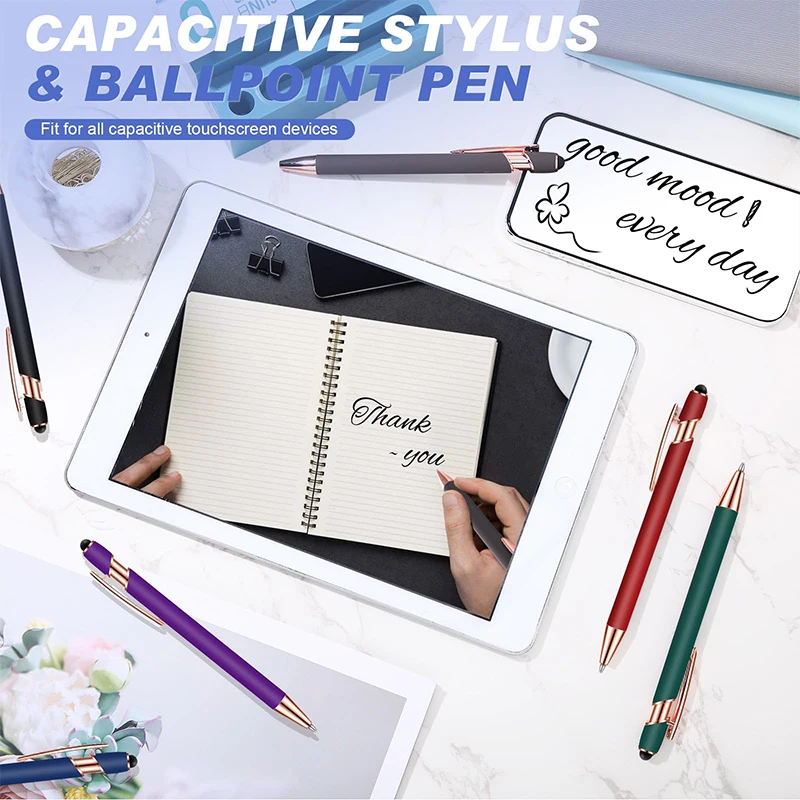 قلم حبر جاف معدني للشاشات التي تعمل باللمس ، نقطة كروية ، قلم لمس ناعم ، قلم 12