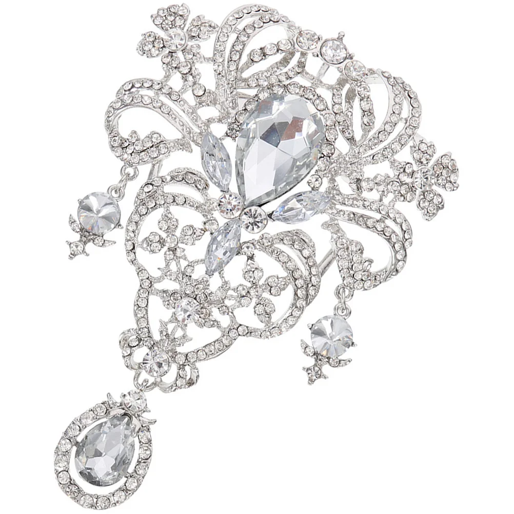 الأزياء حجر الراين بروش كريستال دبوس المرأة الصدار مجوهرات الزخرفية ملحق للملابس على ظهره قبعة بروش للنساء #2