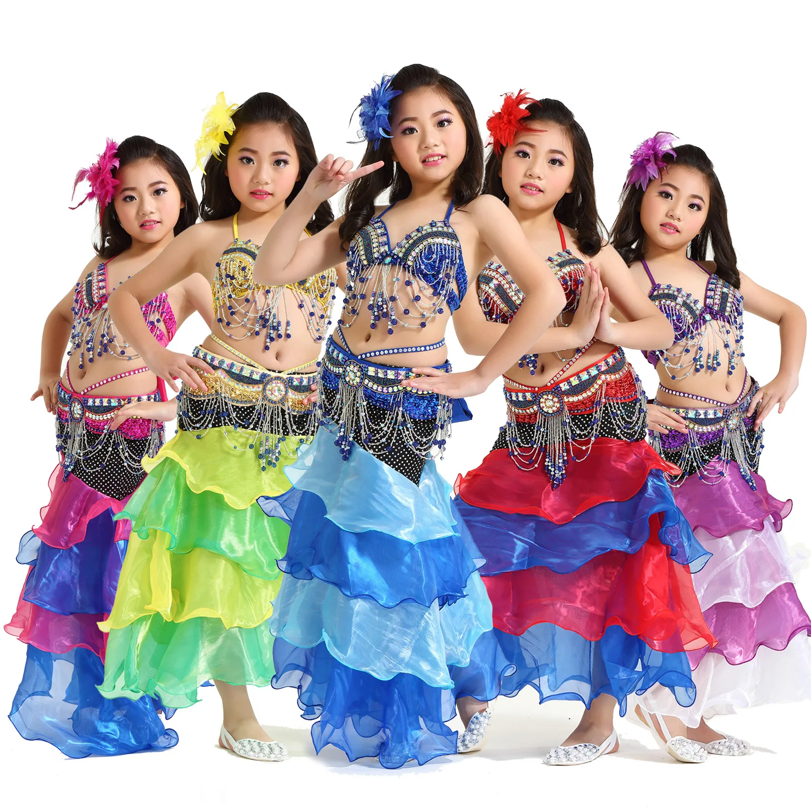 

customized 3-piece set of bra belt and skirt belly dance costume performancesuit samba carnival costumes girls belly dancewear