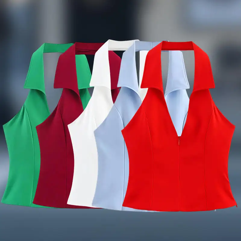 

Sexy ort Svel Pure Color Vest And orts Set Faionable Turn-down Collar Top Bot Matching Women's Autumn Outfit