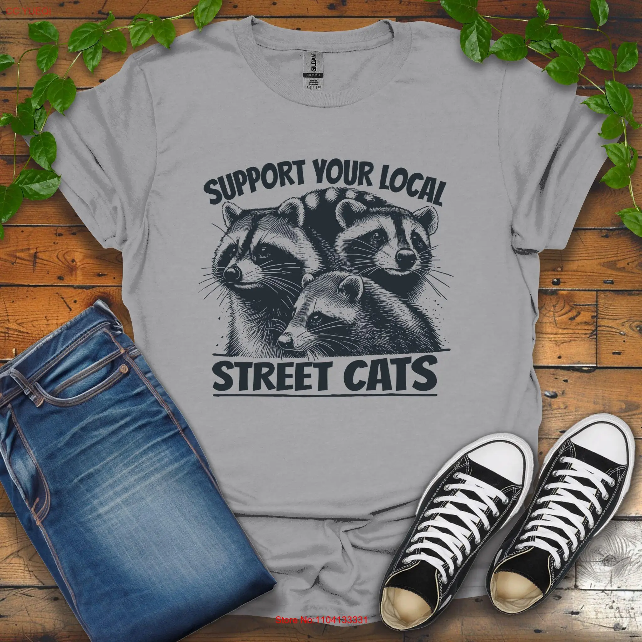 

Футболка «Сдержите местные уличные кошки», забавные еноты, енот, юмор, любитель фанатов животных, длинные или короткие рукава
