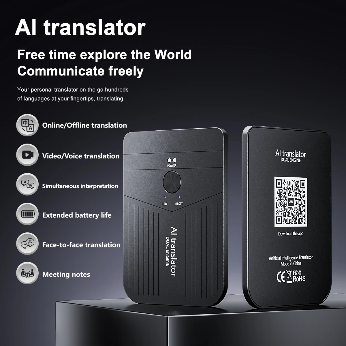 

A18 Mini AI Translator Offline Simultaneous Interpretation Electronic Dictionary for Travelers and Language Learners Compact