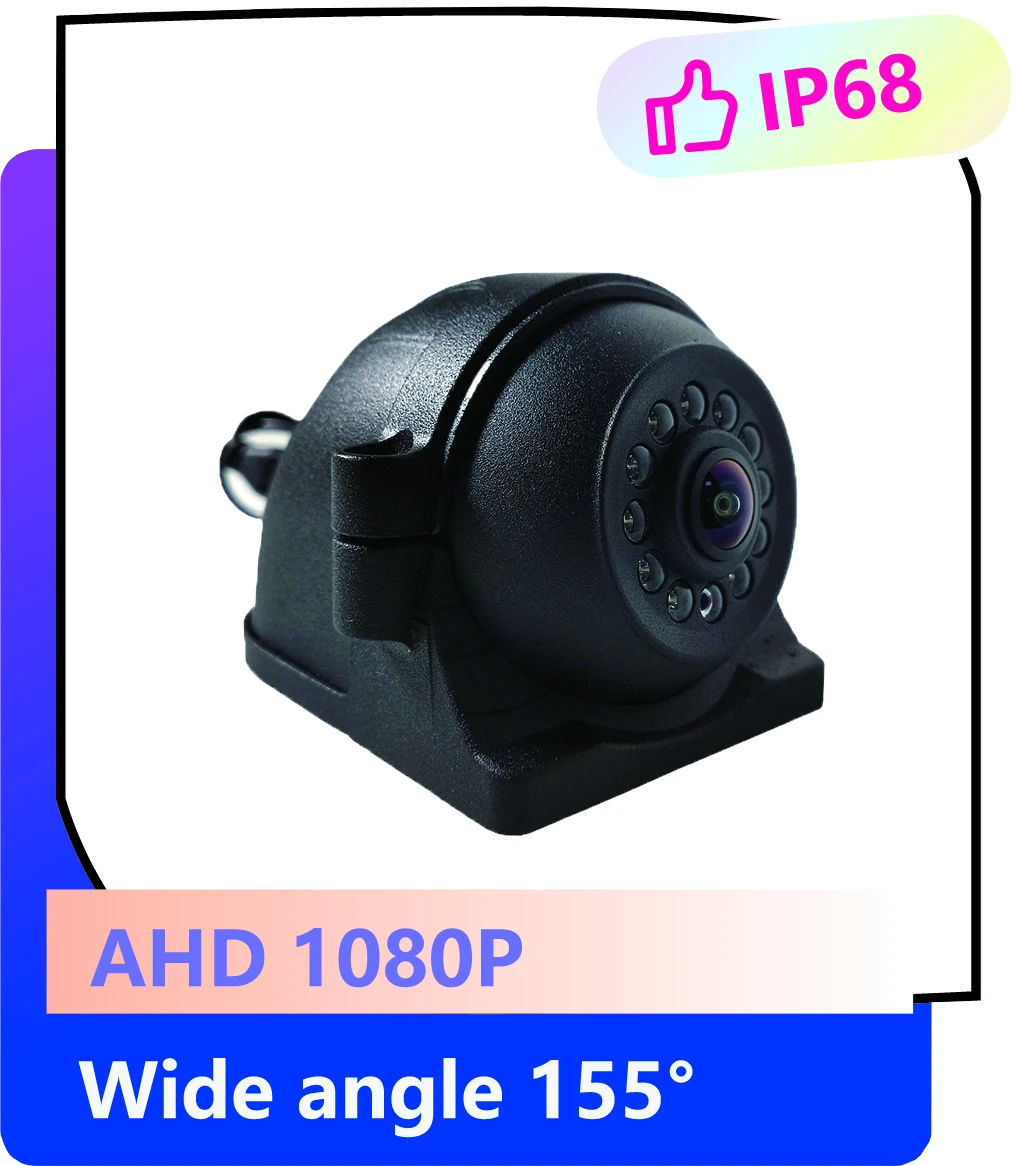 AHD 1080P 155° Starlight Night Vision Bus Dome Camera for Cars and Buses IP68 Waterproof Side View Camera