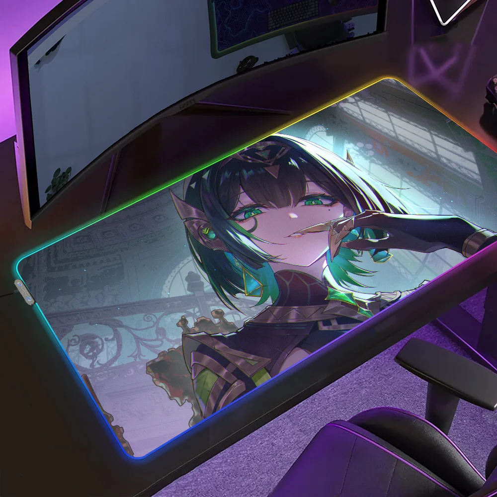 

Nefer Game G-Genshin lmpact Mouse Pad Gaming MousePad LED Table Pads Micro USB Backlit Rubber RGB Desk Mats Desktop XXL