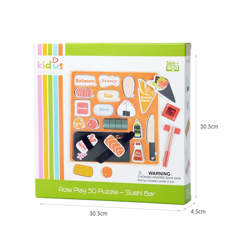 Kidus Sushi Slicing Wooden Play Food Set Educational Puzzles and Blocks