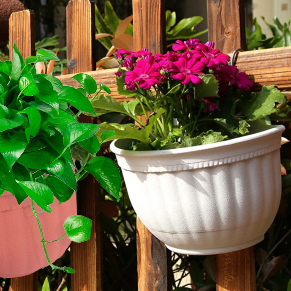 

Plastic Half Circle Wall Hanging Flower Pot Semi-Circular Imitation Pattern Indoor Outdoor Hanging Planter Pot
