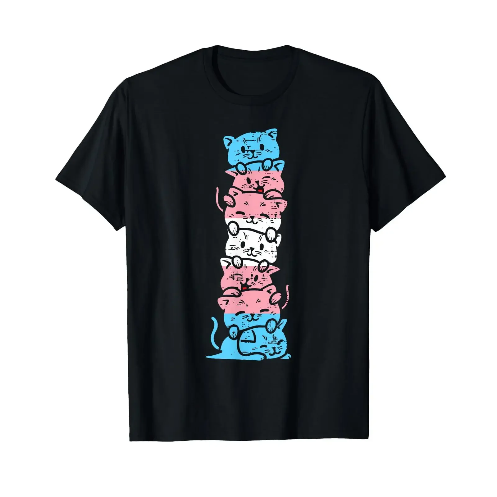 Transgender Cat Stack Cute Trans Pride Flag LGBT Animal T Shirt vintage Washed Comfortable Stylish Casual Soft Stretched