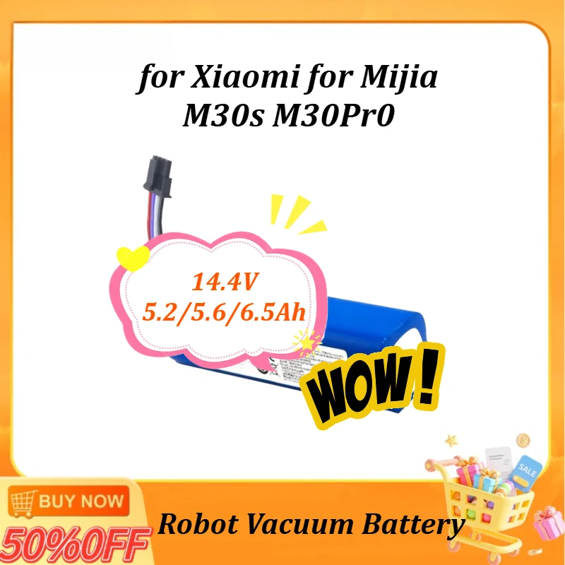 

Литиевая аккумуляторная батарея 14.4V 5.2/5.6/6.5Ah для робота-пылесоса Xiaomi Mijia M30s M30Pro: удобная, долговечная, простая и безопасная