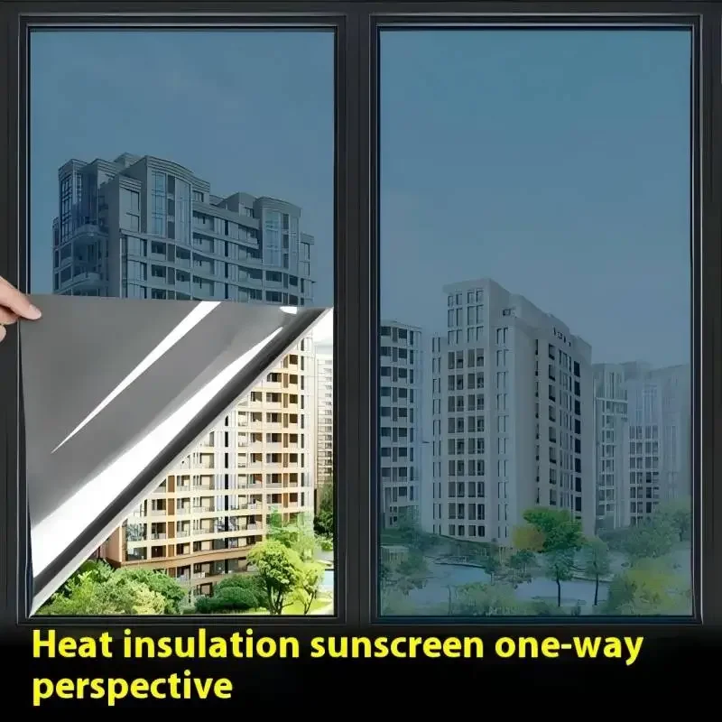Silver Transparent Sunscreen Film Vinyl Self-Adhesive One Way Mirror PET UV-Proof Drop-Shipping Daytime Private Glass Sticker