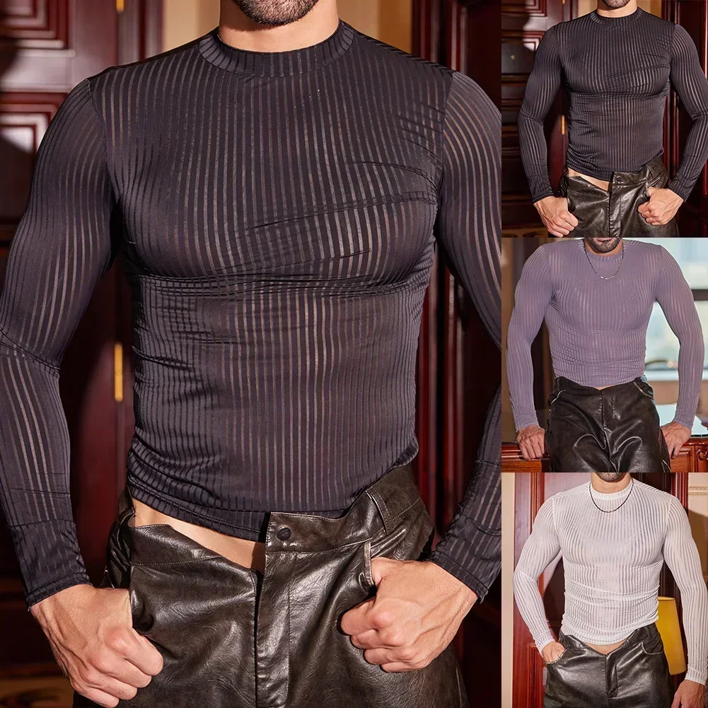 

Elastic Casual Wear Mens Sexy Tops Casual Wear Everyday Fashion All Seasons Wear Brand New Condition Long Sleeve Shirt