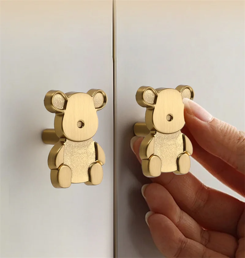 2Pcs Children's Room Handle Cartoon Bear Panda Shape Wardrobe Cabinet Handles Drawer Door Knobs Single Hole Furniture Pulls Diy