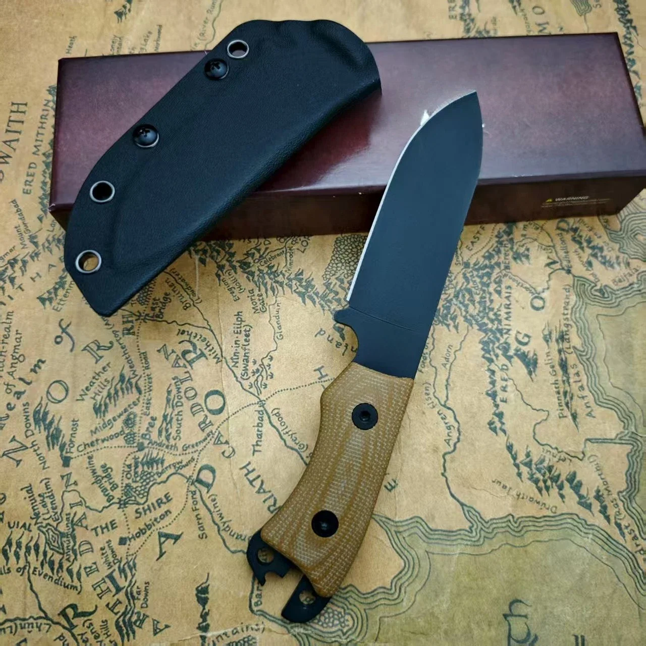 

Нож с прямым лезвием BK11 в оболочке и льняной ручкой с лезвием 8Cr13Mov, навыки выживания на открытом воздухе в кемпинге - портативный нож для скалолазания