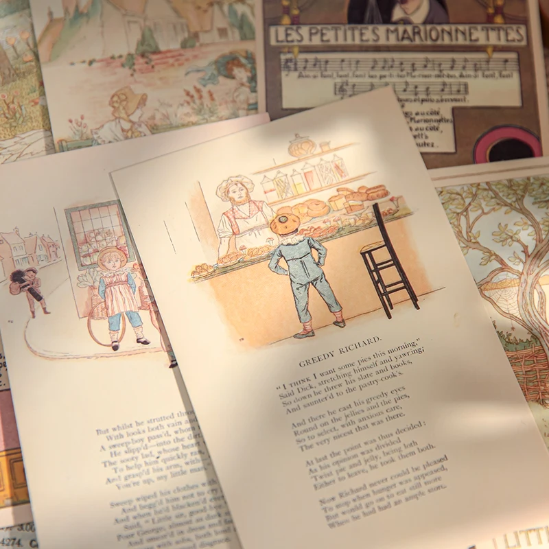 30Pcs/box Fairy Tale Book Series Boxed Postcards Retro Fairy Tale Book Style Retro Text Cartoon Travel Souvenir Message Postcard