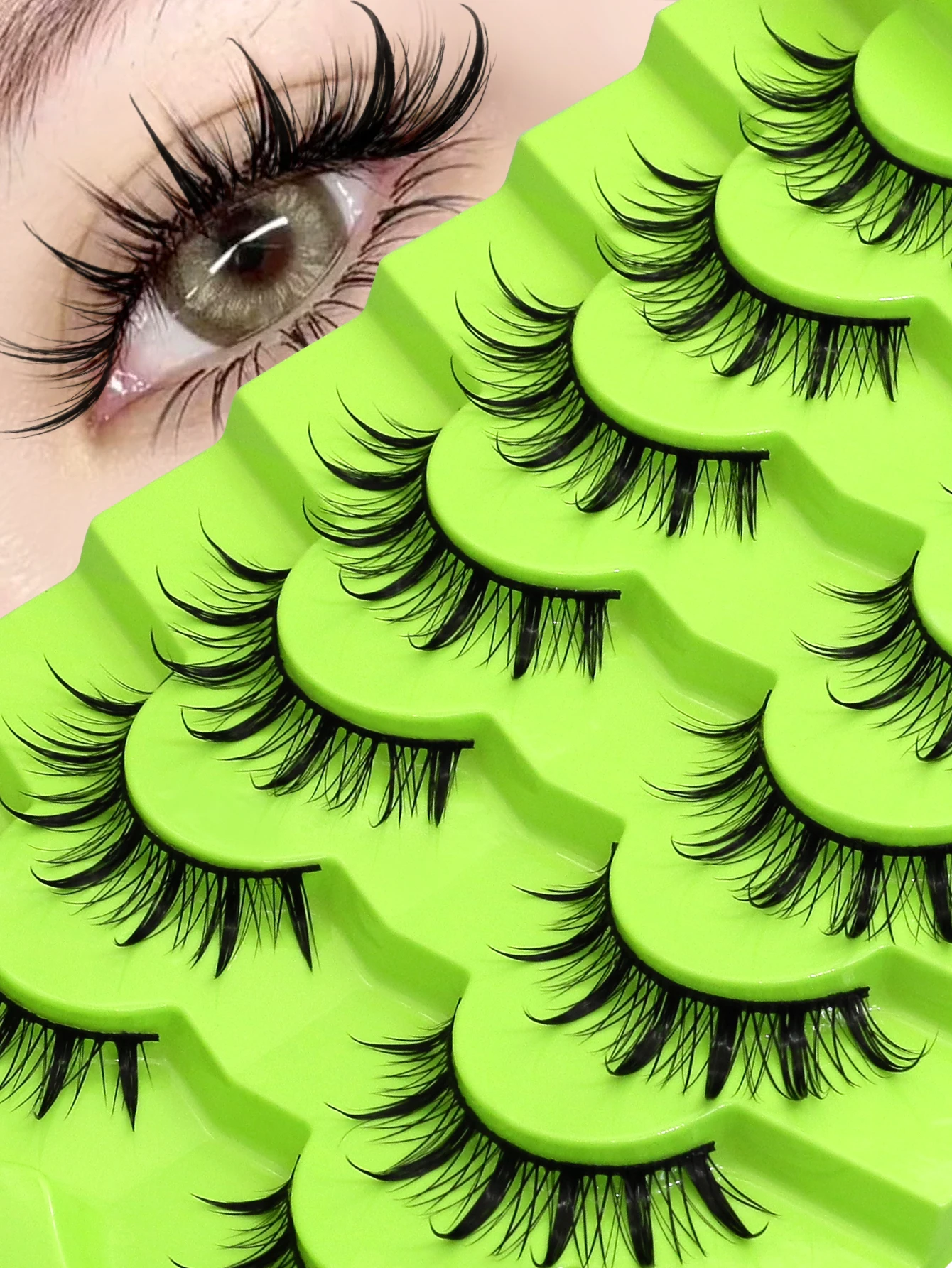 VELTRINAY False Eyelashes Natural Look Spiky Lashes Wispy 3D Faux Mink Lash Anime Lash Cosplay Manga Fake Lashes Makeup