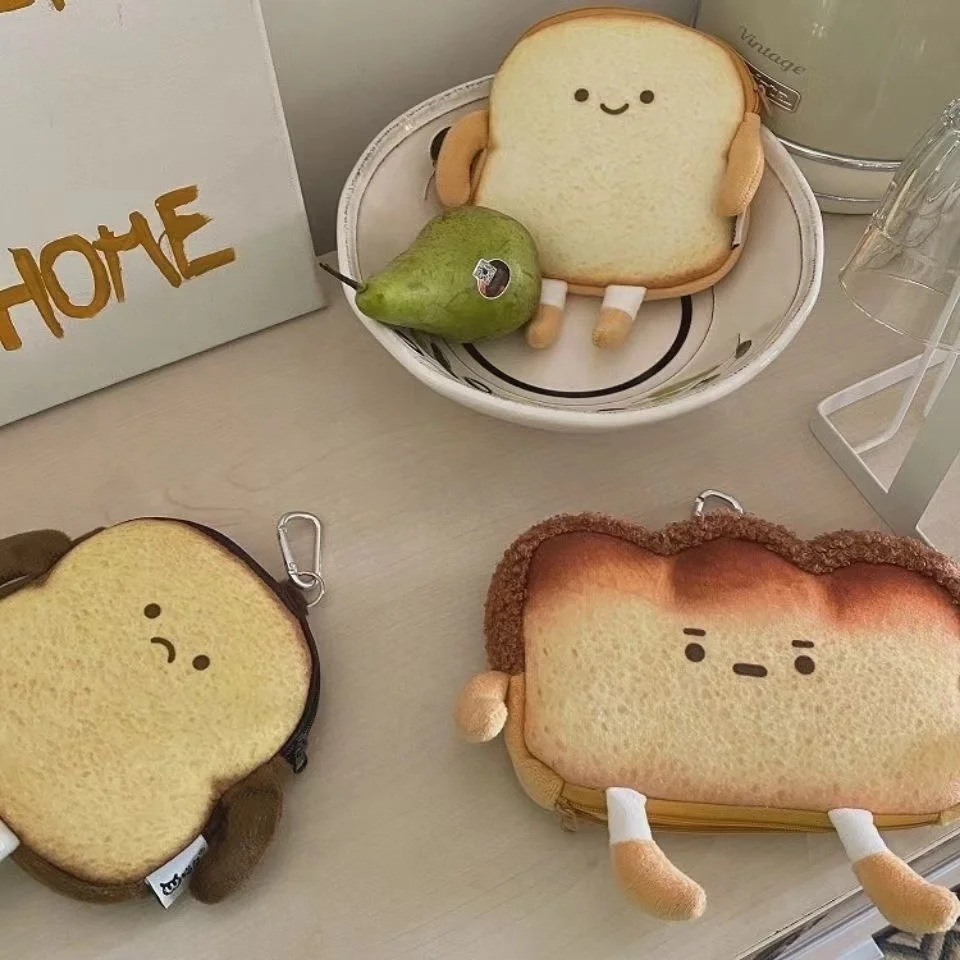 Cartoon Cute Toast Bread Pencil Case Student Stationery Cute Large Capacity Storage Bag Kawaii School Supplies Back To School