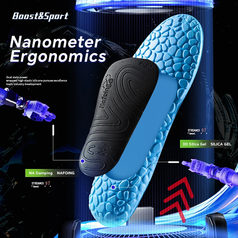 Sports Insoles for Shoes Sole Shock Orthotic Insole Absorption Deodorant Breathable Cushion Running Insole for Feet Arch Support