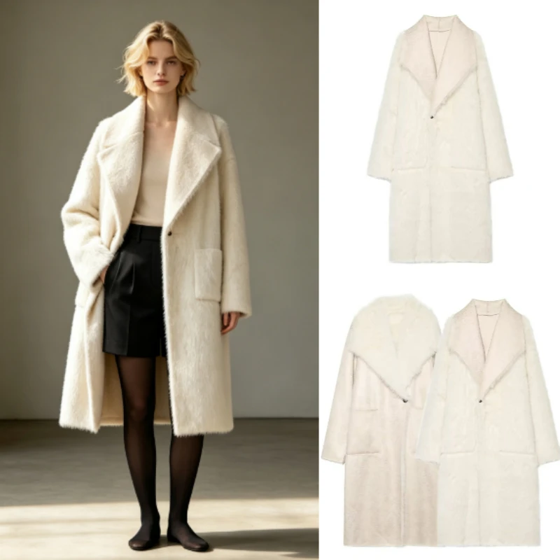 Women's Coat Jacket 2026 Autumn Winter New Fashion Faux Wool Long Warm Reversible Outdoor Extreme Cold Street Jacket Fur Coat