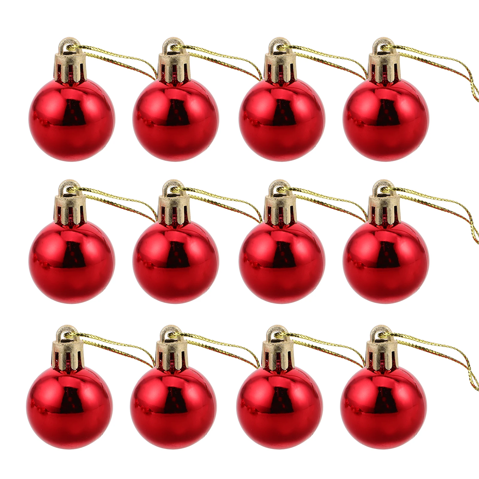 

12 pcs Christmas Baubles 3cm Shiny Round Decorative Balls for Tree Party Holiday Decorations Silver Red Gold Ornaments