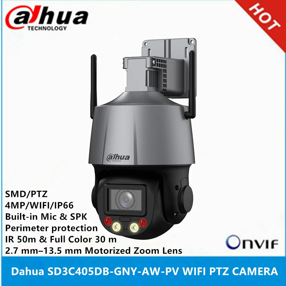 Dahua SD3C405DB-GNY-AW-PV 4MP 2.7 mm–13.5 mm Motorized zoom Lens SMD Smart Dual Light built-in MIC &SPK WizSense WiFi PTZ camera