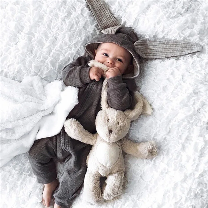 

0-12 Months Fashon Baby Boys Girls Bodysuit Big ears Rabbit Long Sleeve Cotton Baby Clothes Newborn One-pieces Outdoor Jumpsuit