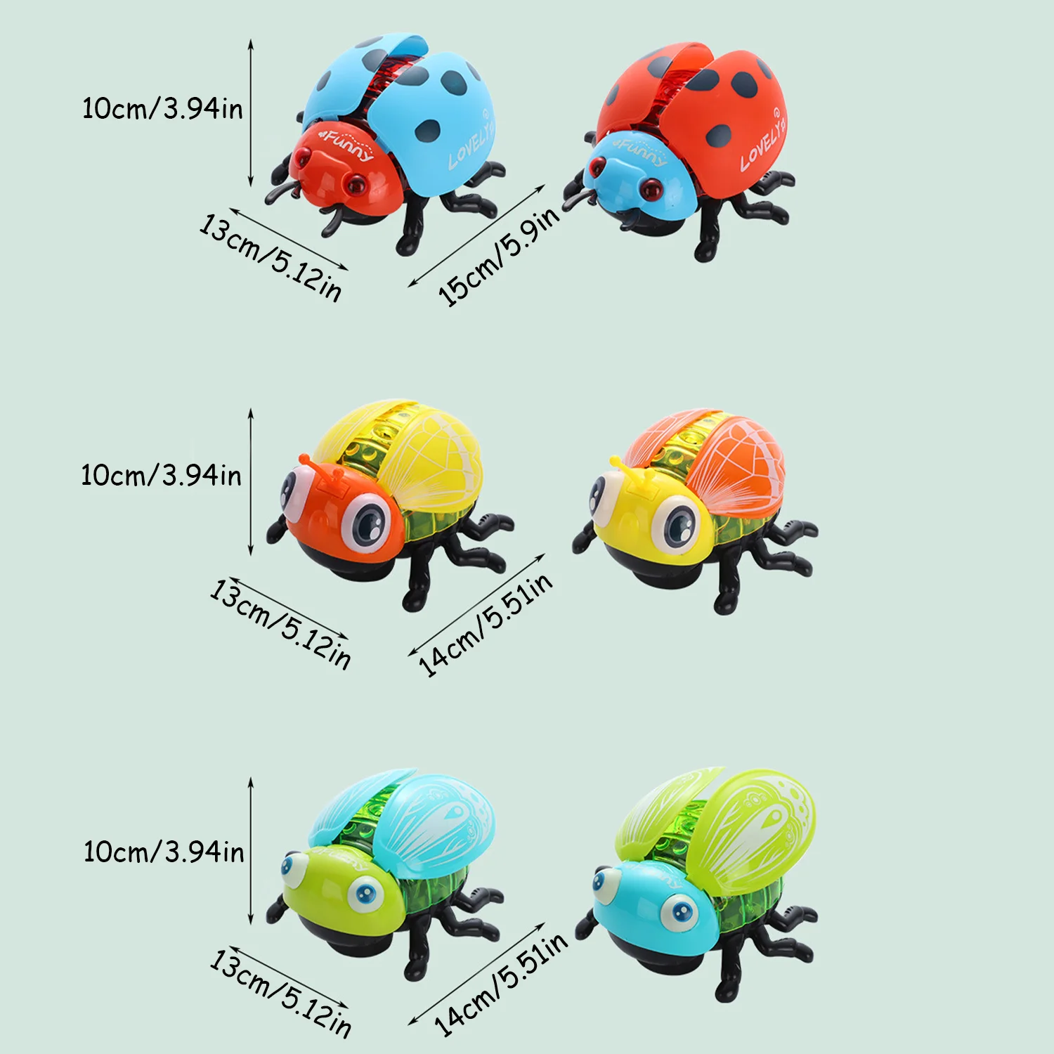 Electric leash seven star ladybug beetle, light music baby puzzle toy, equipped with a portable rope, requires self battery