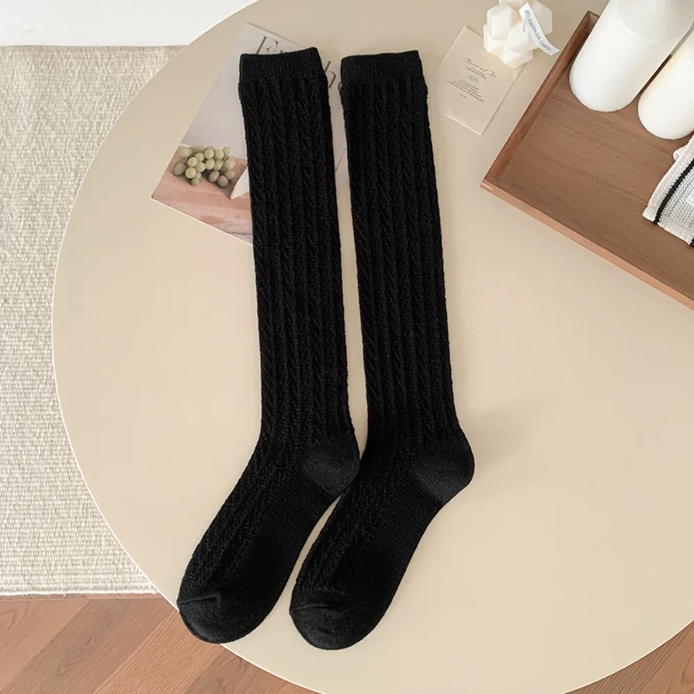 

New Knitted Hollow Calf Socks Breathable Warmth Stacked Long Tube Socks Harajuku Street Casual Mid Tube Socks Autumn Winter