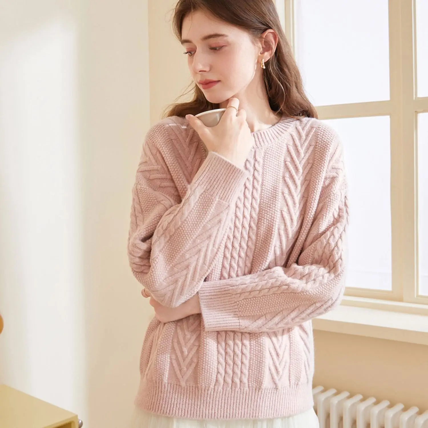 

2023 Women's Loose Casual Pullover Sweater Autumn Winter Thicken Warm Knitted Sweater Female O-Neck Long Sleeve Bottom Sweater